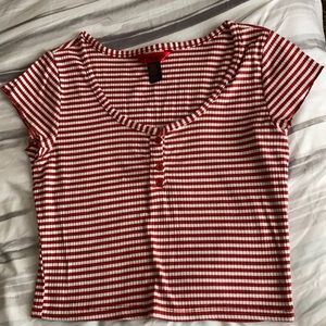 Hot Kiss strip shirt brown and white